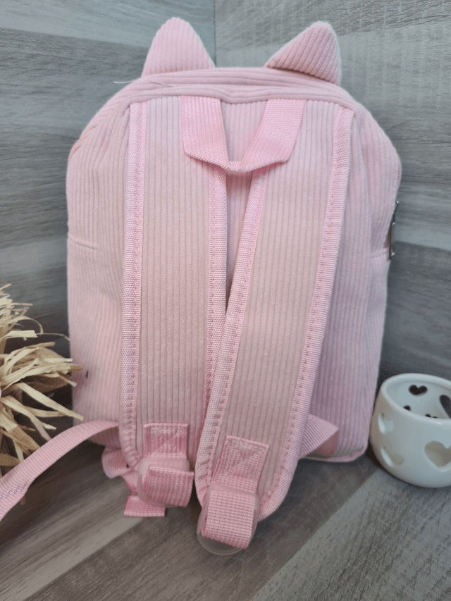 Sac à dos enfant rose pattes beige 