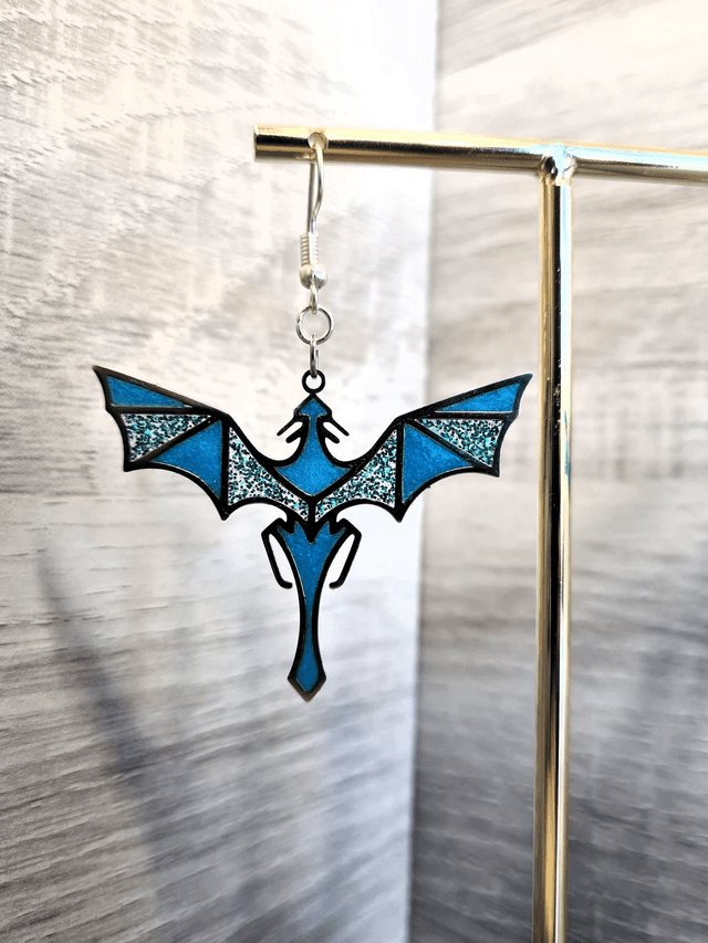 Boucles d'oreilles argentées dragon Légères Et Hypoallergénique