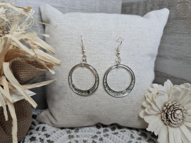 Boucles d'oreilles créoles vertes ultra Légeres et Hypoallergénique