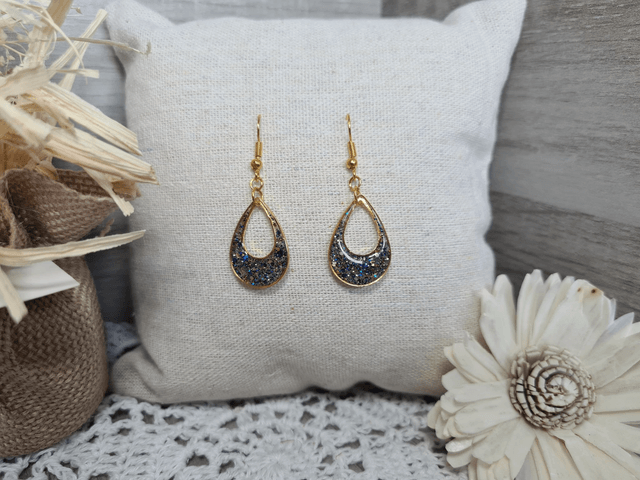 Boucles d'oreilles doré et bleue Légères Et Hypoallergénique