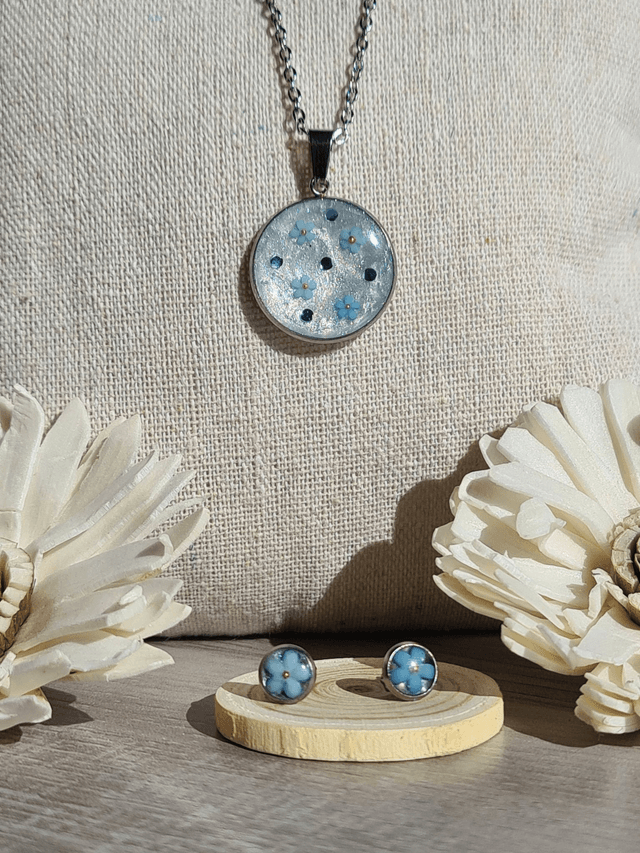 Parure en acier inoxdydable violette avec papillon pour enfants
