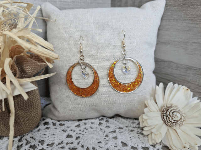 Boucles d'oreilles orange avec coeur Légères Et Hypoallergénique