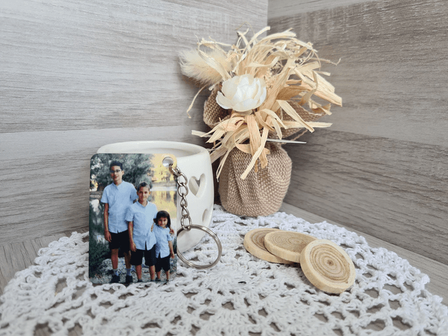 Porte-clés en bois photo personnalisable