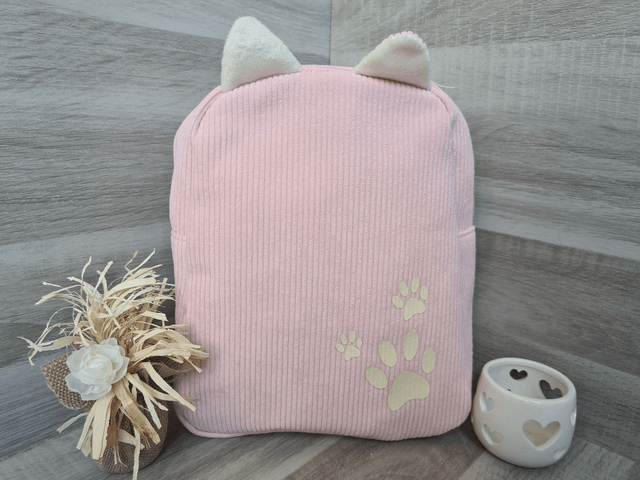 Sac à dos enfant rose pattes beige 