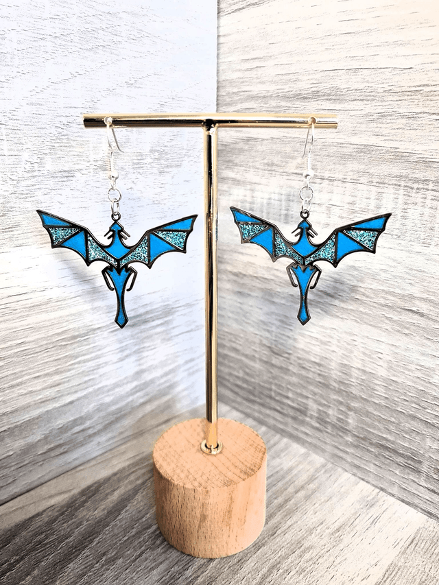 Boucles d'oreilles argentées dragon Légères Et Hypoallergénique