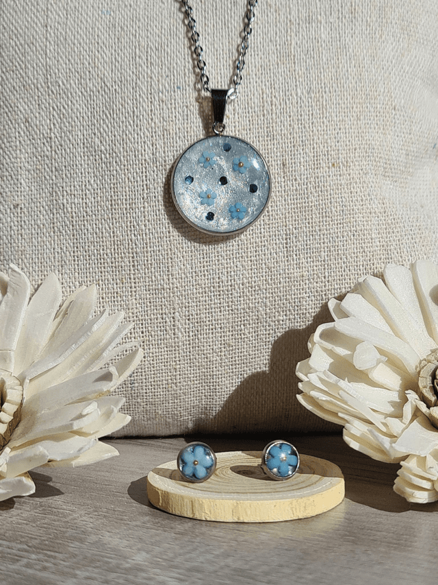 Parure en acier inoxdydable violette avec papillon pour enfants