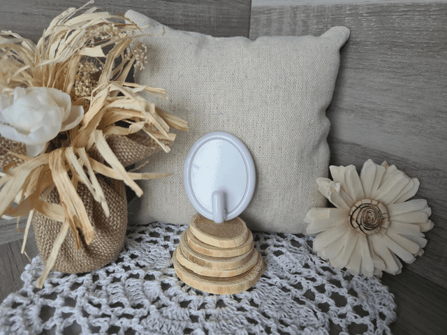 Petit crochet avec photos Ovale 4x5 cm Blanc